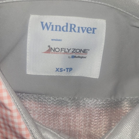 Wind River No Fly Zone Peach and White Gingham Fishing Shirt XS - Picture 6 of 6